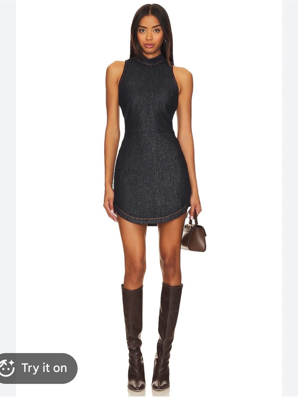 Amanda Uprichard X Revolve Marshall Mini Denim Y2K Dress Elevated Casual Medium